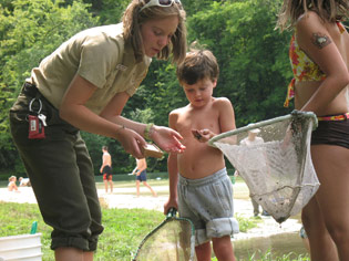 Children discover the life of streams at Whitewater State Park.