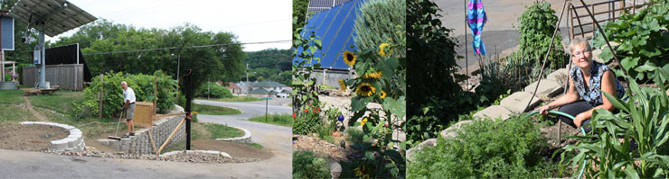 At Chris Meyer and Paul Schollmeier's Winona home three basins now capture storm water runoff from the driveway. Vegetables, perennials and annuals thrive in them. Rain water collected in barrels boosts production.